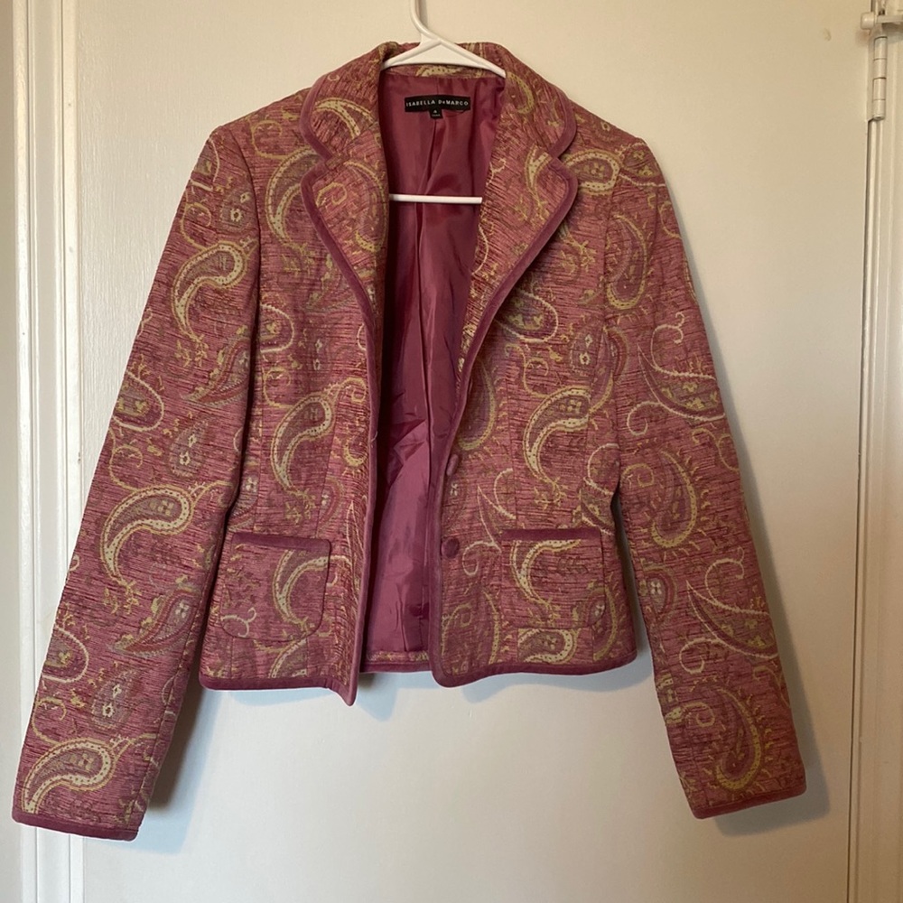 Isabella de Marco Pink Paisley Brocade Career Jacket